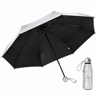 UPF 50+ Silver Reflective Compact Travel Umbrella | Heat-Reflecting Outer | 93cm Canopy | 297g