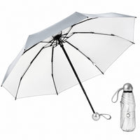 UPF 50+ Silver Reflective Compact Travel Umbrella | Heat-Reflecting Outer | 93cm Canopy | 297g