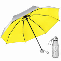 UPF 50+ Silver Reflective Compact Travel Umbrella | Heat-Reflecting Outer | 93cm Canopy | 297g