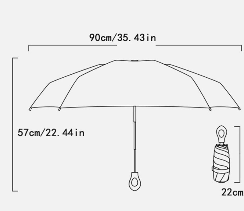 UW UPF 50+ Compact Travel Umbrella - Loop Hook