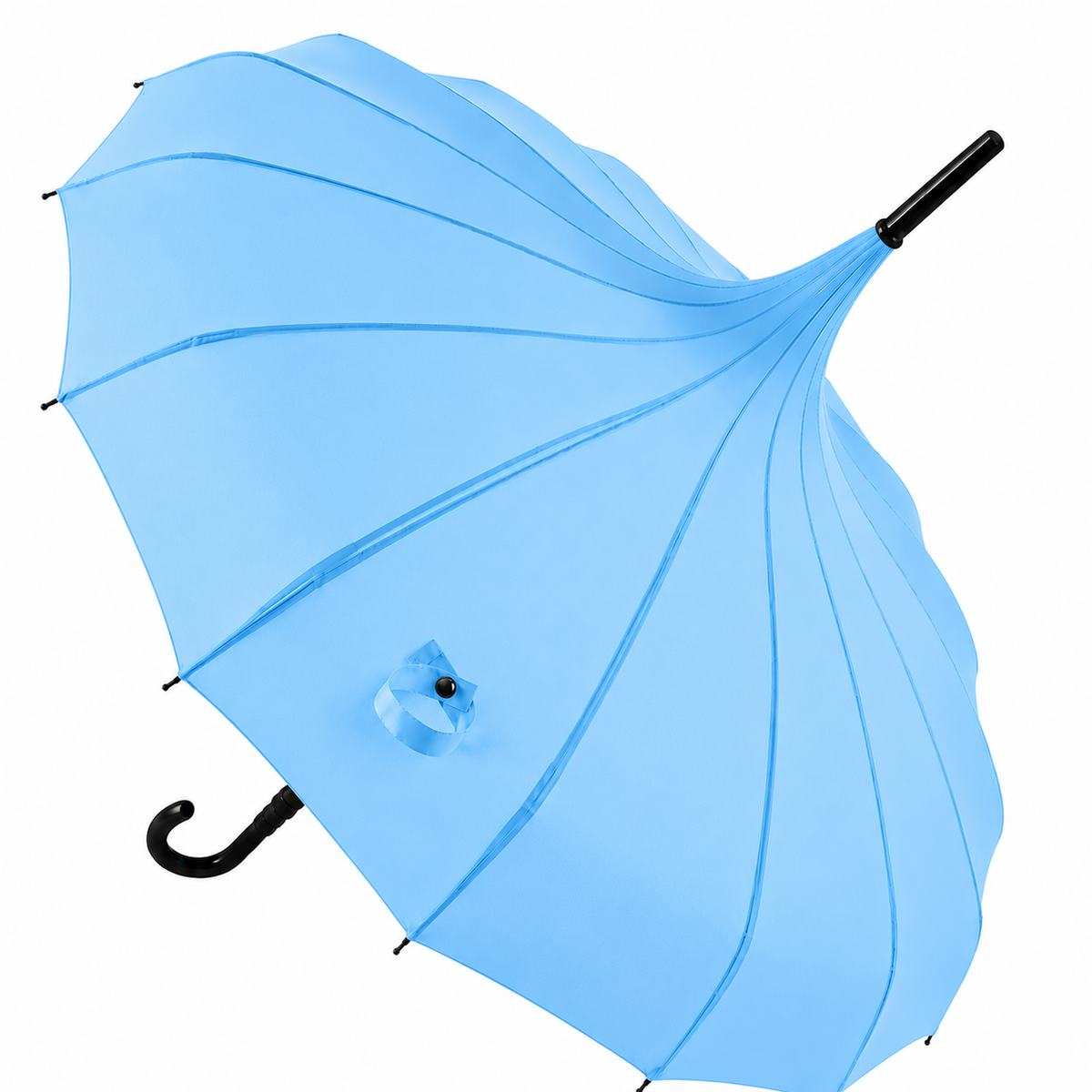 Ladies 'Olivia' Pagoda Walking Umbrella | 16 Ribs | Crook Handle | Vintage Style - Blazing Red