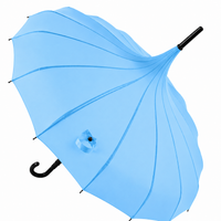 Ladies 'Olivia' Pagoda Walking Umbrella | 16 Ribs | Crook Handle | Vintage Style - Blazing Red