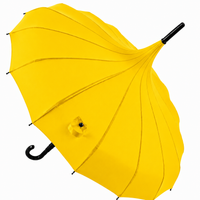 Ladies 'Olivia' Pagoda Walking Umbrella | 16 Ribs | Crook Handle | Vintage Style - Blazing Red