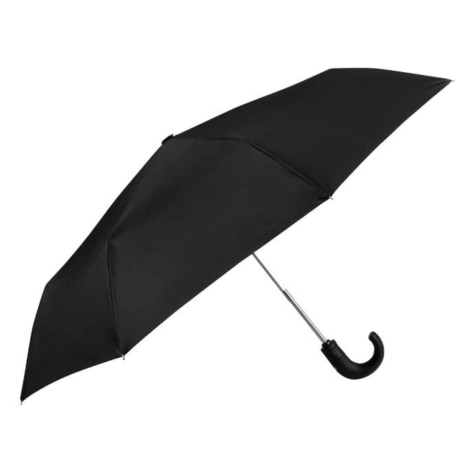 Totes ECO Classic Auto Open & Close Crook Folding Umbrella - Black | 100% Recycled PET | 98cm Span