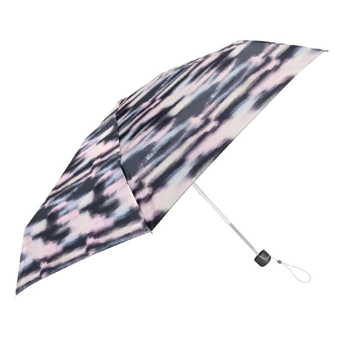 Totes ECO Tiny X-tra Strong Folding Umbrella - Mini Striped Clouds | 5-Section | Just 16.5cm and 214g