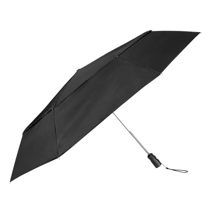 Totes ECO X-tra Strong Big Top Folding Umbrella - Black | Golf-Size 125cm Vented Canopy | AOC