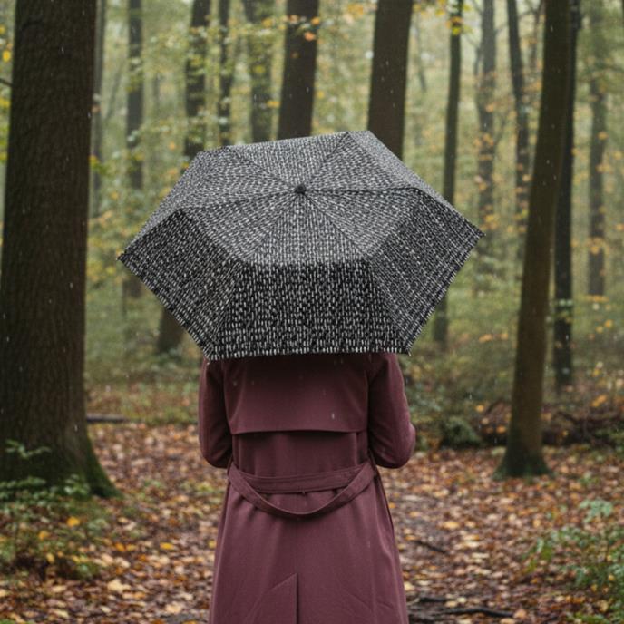 Totes ECO Wind Resistant 'X-tra Strong' AOC Umbrella - Black & White Drops