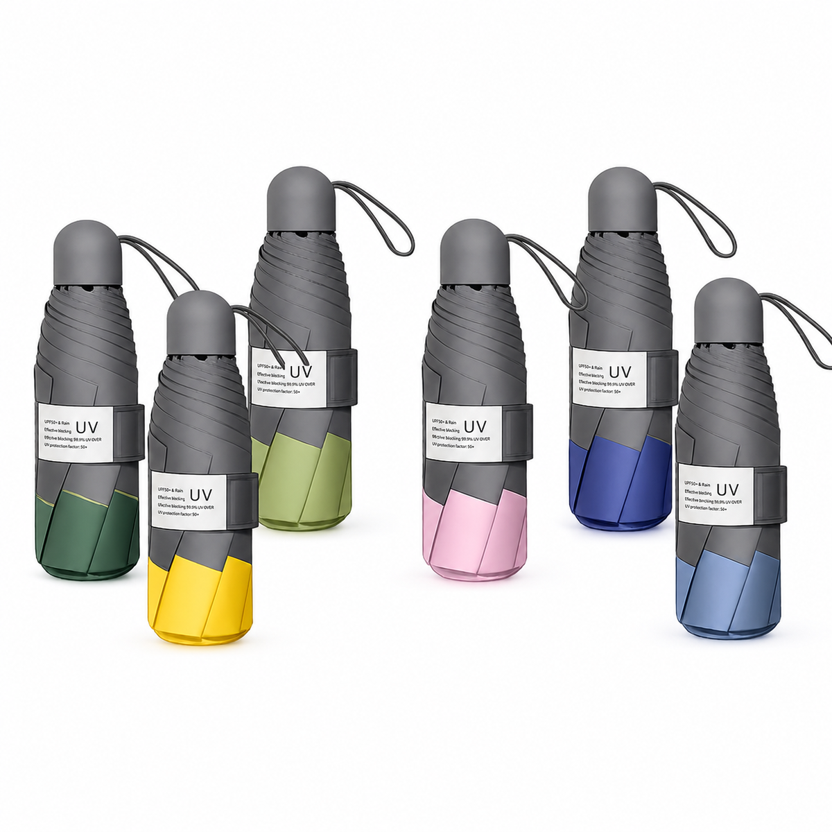 UW UPF 50+ Stylish Compact Travel Umbrella - Two Tone | Pocket Size 17cm | Sun &amp; Rain | 230g