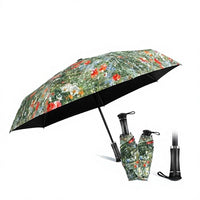 UPF 50+ Mini Compact Floral Umbrella - Long Handle | Pocket Size 18cm | Sun & Rain | 230g