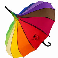 Ladies Pagoda Walking Umbrella with Tassel Detail - Rainbow Colours | 16 Ribs | Vintage Style | 95cm