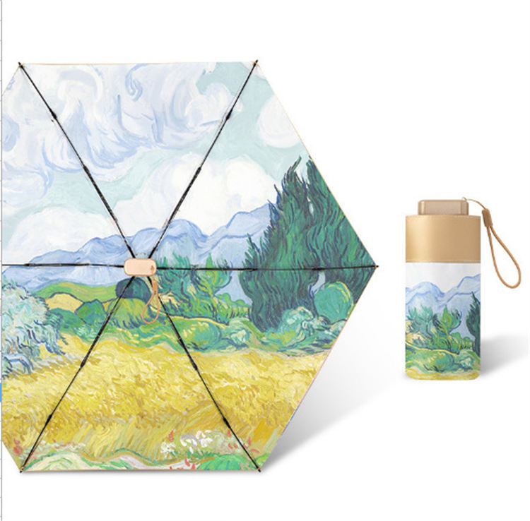 UPF 50+ Gold Reflective Compact Flat Travel Umbrella | Heat-Reflecting Outer | Floral Underside