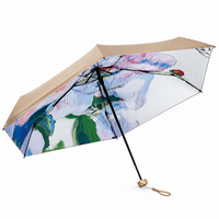 UPF 50+ Gold Reflective Compact Travel Umbrella | Heat-Reflecting Outer | Floral Underside