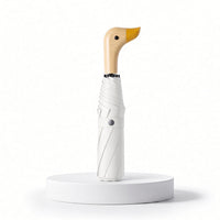 Duck Head Handle Folding Umbrella | UPF 50+ UV Protection | Wood Look Handle