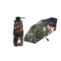 UPF 50+ Mini Compact Floral Umbrella - Long Handle | Pocket Size 18cm | Sun &amp; Rain | 230g
