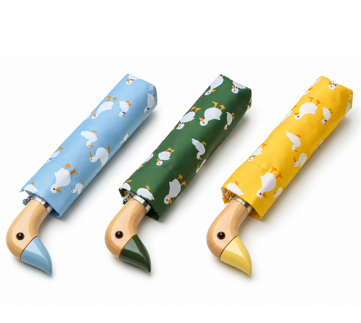 Fulton Curio Duck Handle Folding Umbrella | UPF 50+ UV Protection | Compact and Fun