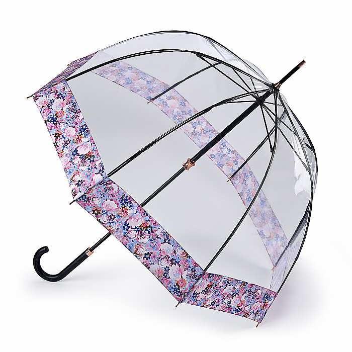 Fulton LUXE Birdcage Clear Dome Umbrella - Digital Blossom - Umbrellaworld