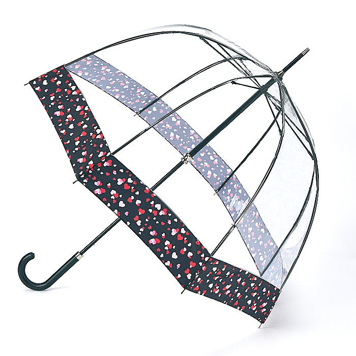 Fulton Birdcage Luxe Clear Dome Umbrella - Love Hearts - Umbrellaworld