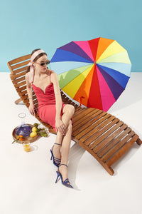 Fulton "Heart" Hook Handle Umbrella - Rainbow Bright - Umbrellaworld