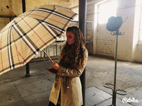 Chestnut Oxford Check - Bespoke umbrella - Umbrellaworld