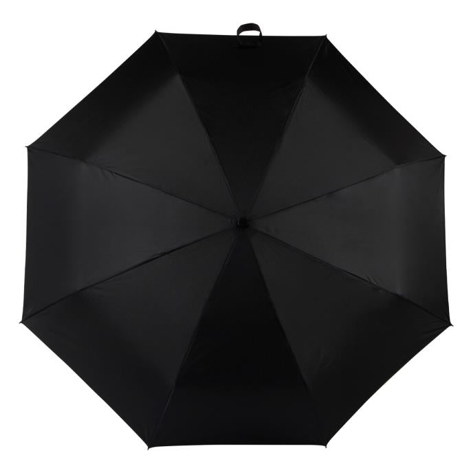 Totes ECO-Brella Leatherette Crook Handle Folding Umbrella - Black - Umbrellaworld
