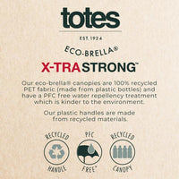 Totes ECO X-tra Strong Auto Open And Close Umbrella - Black "Big TOP" - Umbrellaworld