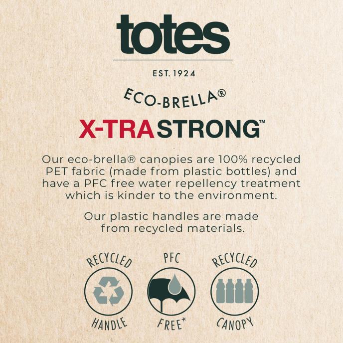 Totes ECO X-tra Strong Auto Open And Close Umbrella - Black "Big TOP" - Umbrellaworld