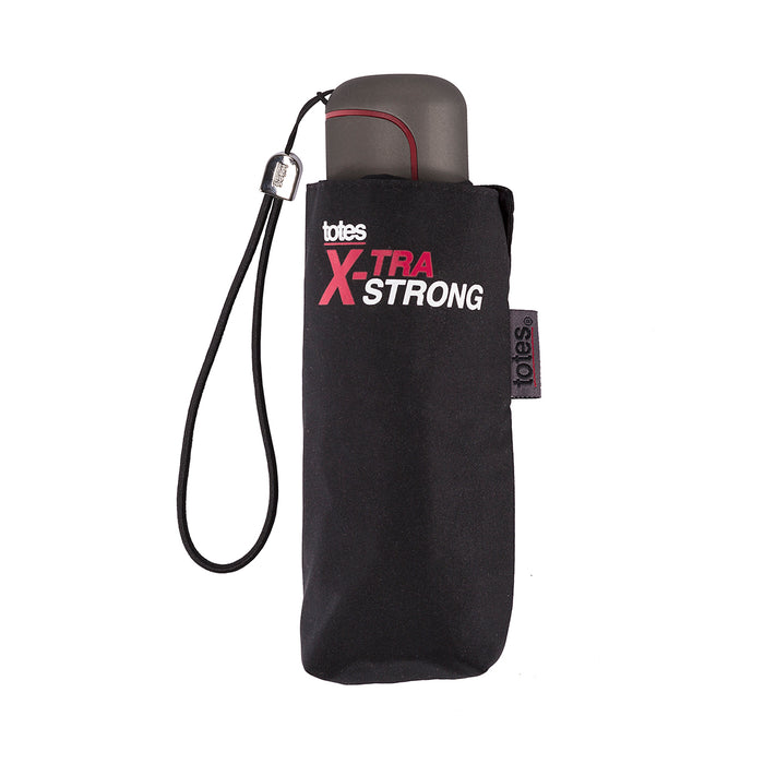 Totes Eco Tiny X-tra Strong 5 Section Folding Umbrella - Black - Umbrellaworld