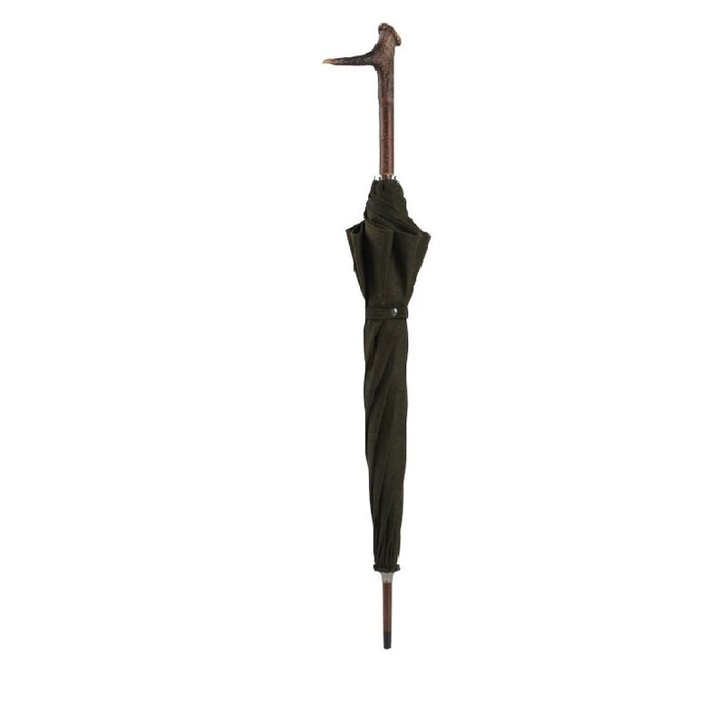 Stag Horn Umbrella with Luxury Loden Fabric- Bespoke Umbrella - Umbrellaworld