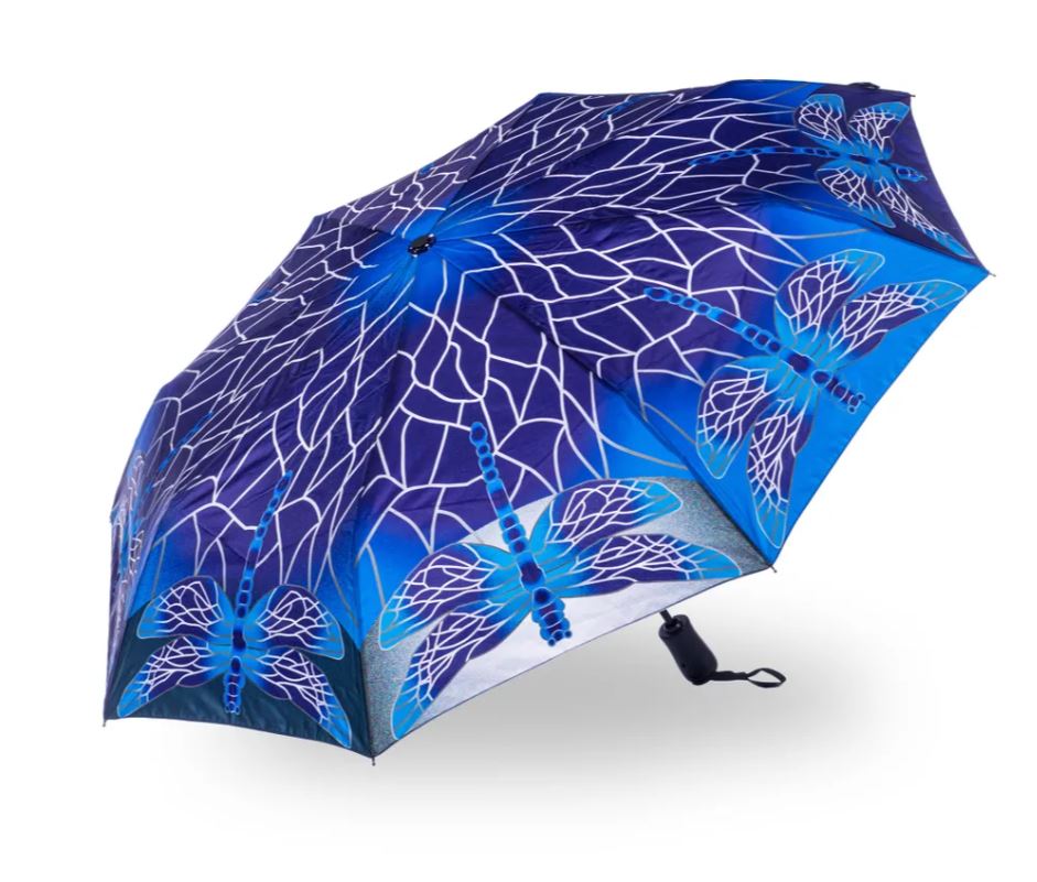 Storm King Auto Folding Nature Umbrella - Stained Glass Dragonfly - Umbrellaworld