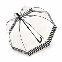 Fulton Birdcage Clear Dome Umbrella - Houndstooth Border - Umbrellaworld