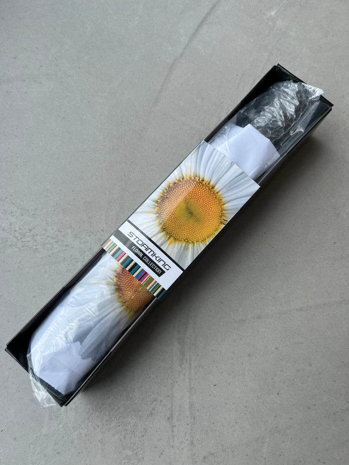 Storm King Auto Folding Floral Umbrella - White Daisy - Umbrellaworld