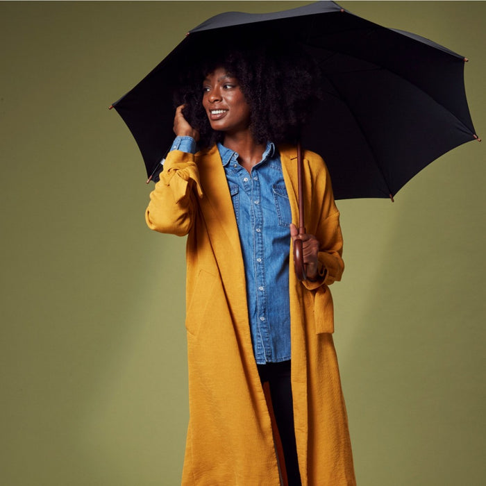 Fulton Kensington Wood Walking Umbrella - Black - Umbrellaworld