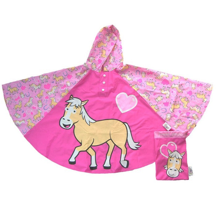 Bugzz Children's Waterproof Poncho - Pink Pony - Umbrellaworld
