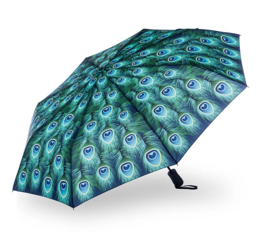 Storm King Auto Folding Nature Umbrella - Peacock - Umbrellaworld
