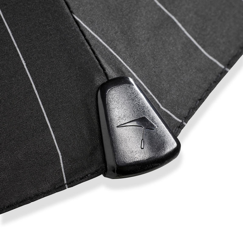 Senz AOC Deluxe Folding Windproof Umbrella - Pure Black Pinstripe - Umbrellaworld