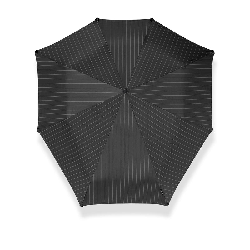 Senz AOC Deluxe Folding Windproof Umbrella - Pure Black Pinstripe - Umbrellaworld