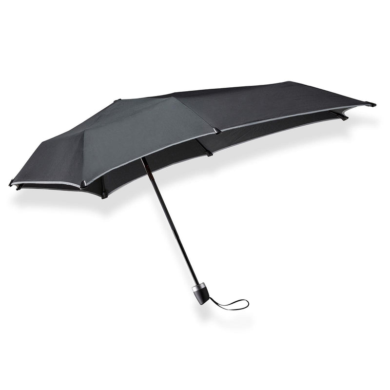 Senz Manual Folding Windproof Umbrella - Pure Black Reflective - Umbrellaworld