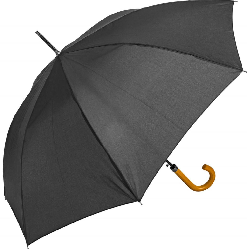 Classic Auto Wood Hook Handle Walking Umbrella - Black - Umbrellaworld
