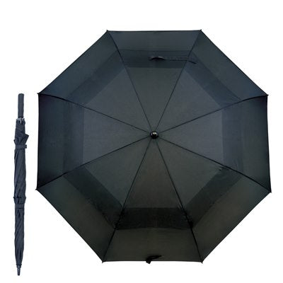 Fibreglass Auto Vented Windproof Golf Umbrella - Black - Umbrellaworld