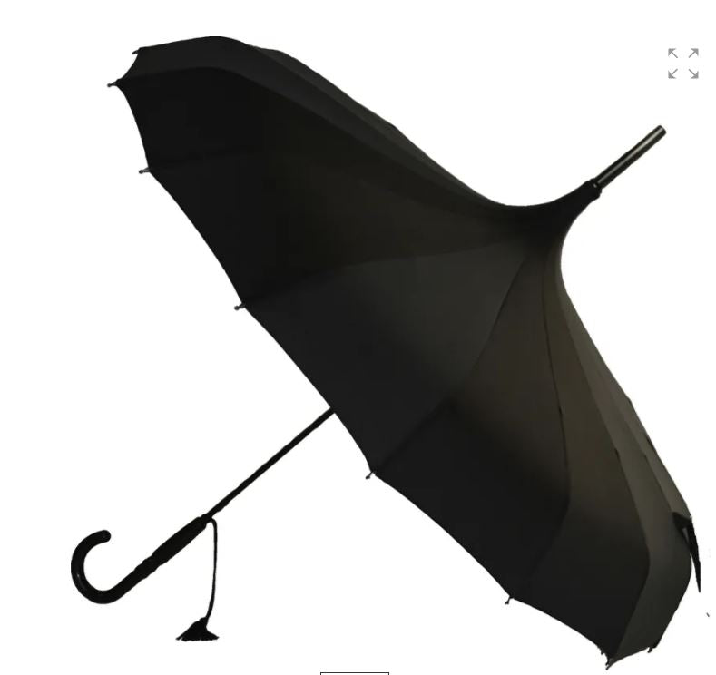 Ladies Pagoda Umbrella Walking Length - Black - Umbrellaworld