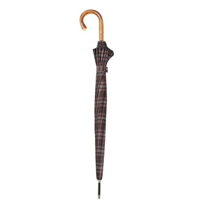 Bugatti Doorman Golf Umbrella with Chestnut Handle - Check - Umbrellaworld
