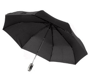 One for All Auto O&C Elk Leather Handle Folding Umbrella in Black - Umbrellaworld