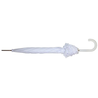 Wedding Auto Walking Umbrella - White with frill - Umbrellaworld