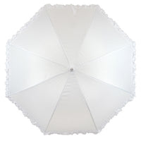 Wedding Auto Walking Umbrella - White with frill - Umbrellaworld