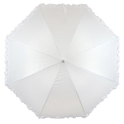 Wedding Auto Walking Umbrella - White with frill - Umbrellaworld