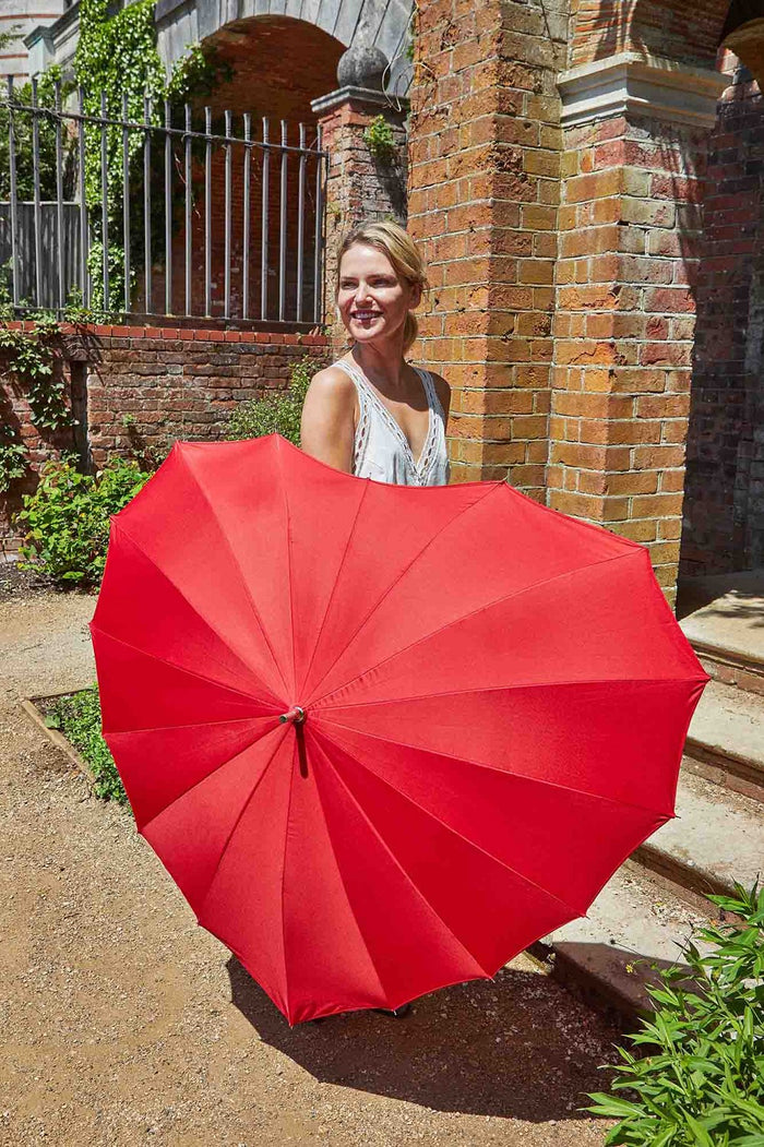 Fulton UV "Heart" Hook Handle Umbrella - Red - Umbrellaworld