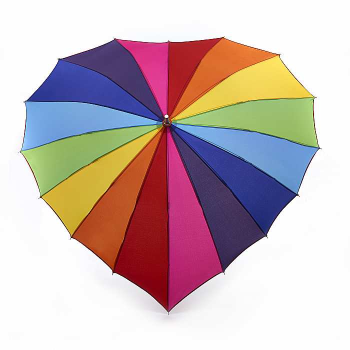 Fulton "Heart" Hook Handle Umbrella - Rainbow Bright - Umbrellaworld