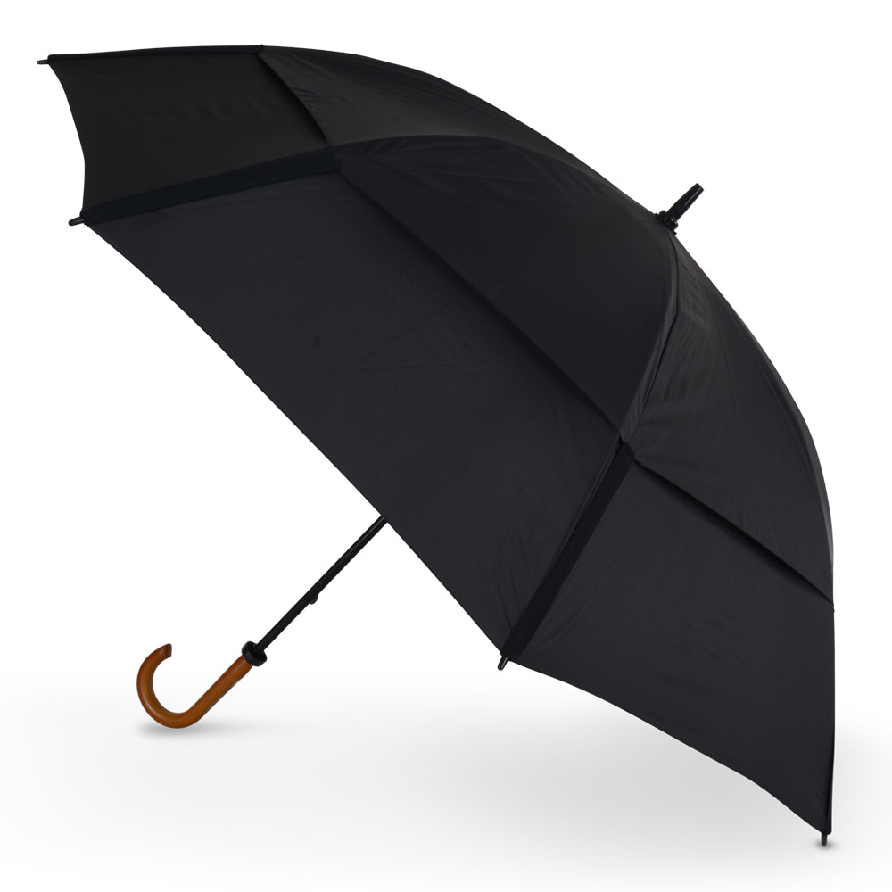 Gustbuster Hotel Doorman XXL 68 Vented Wood Handle Umbrella - Black - Umbrellaworld