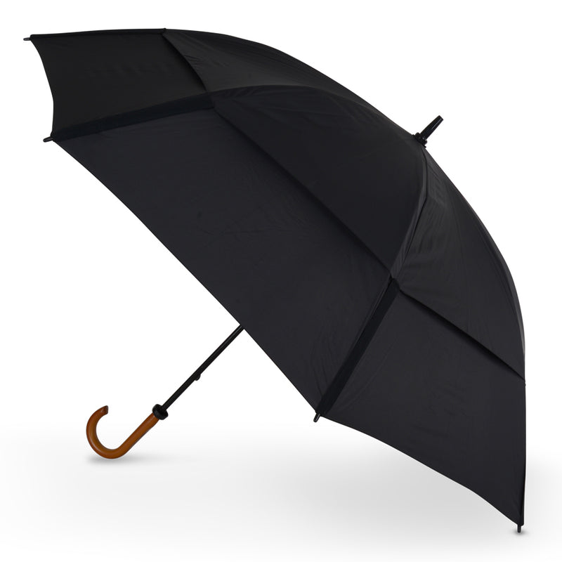 Gustbuster Hotel Doorman XXL 68 Vented Wood Handle Umbrella - Black