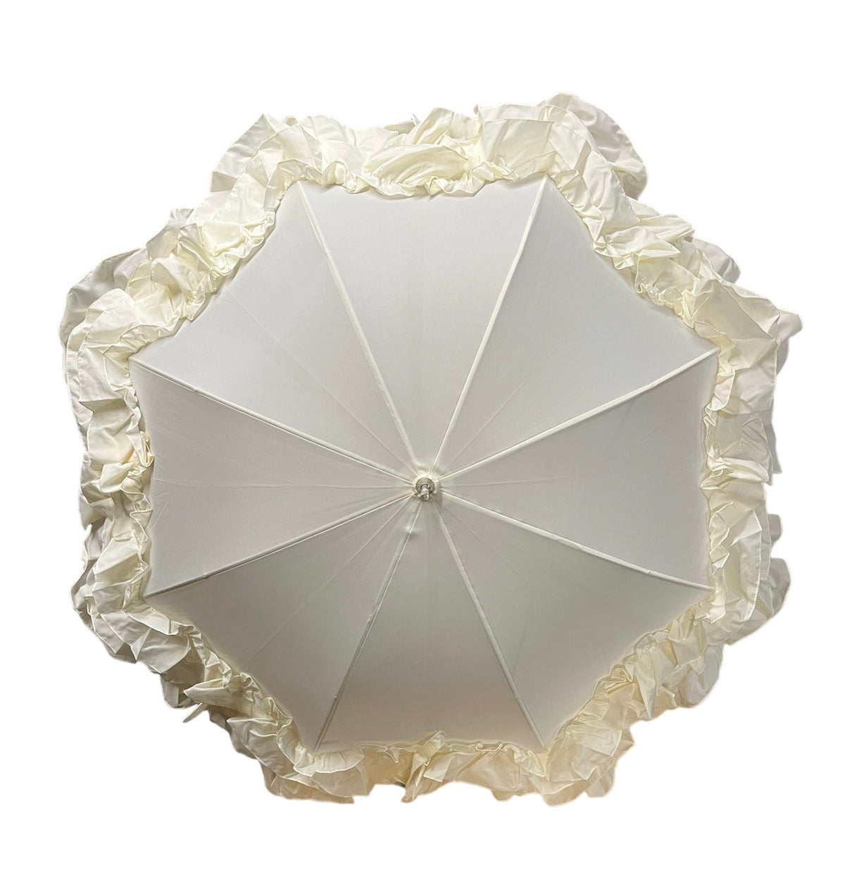 Triple Frilled Luxury Wedding Walking Umbrella - Ivory - Umbrellaworld